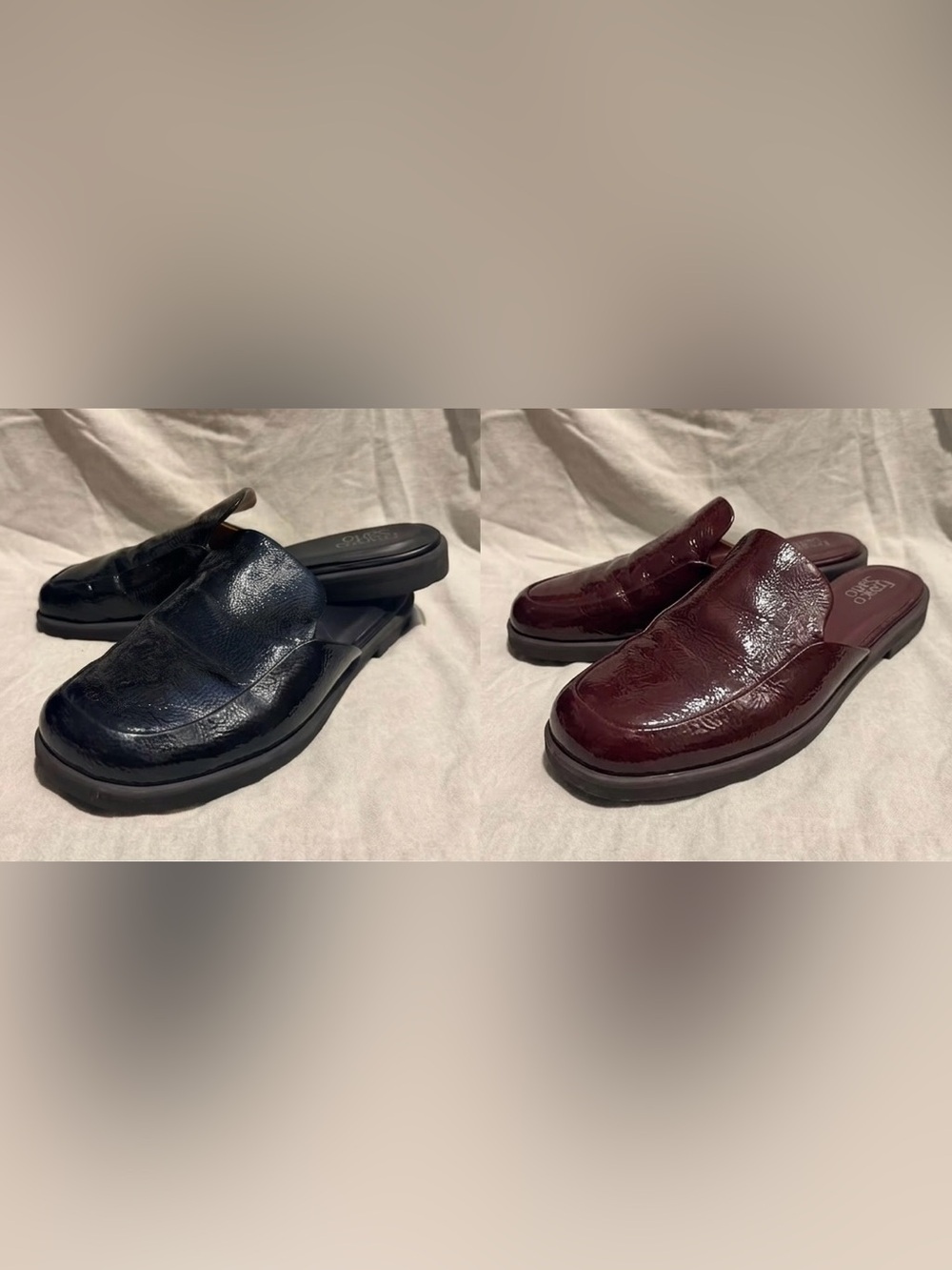 LOT OF 2 Franco Sarto Bocca Leather Mules Size 10 Black Burgundy EUC